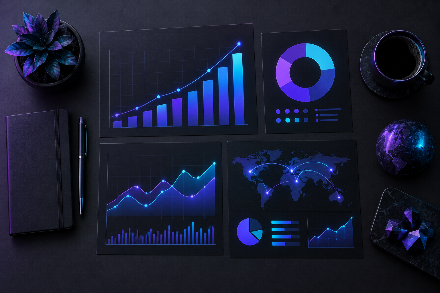 Gráficos de datos de ventas que representan analítica predictiva en negocios