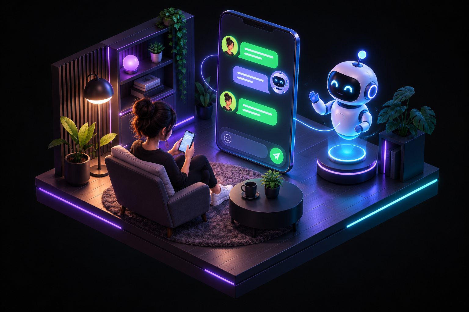 Chatbot interactuando con un cliente en WhatsApp para atención al cliente multicanal