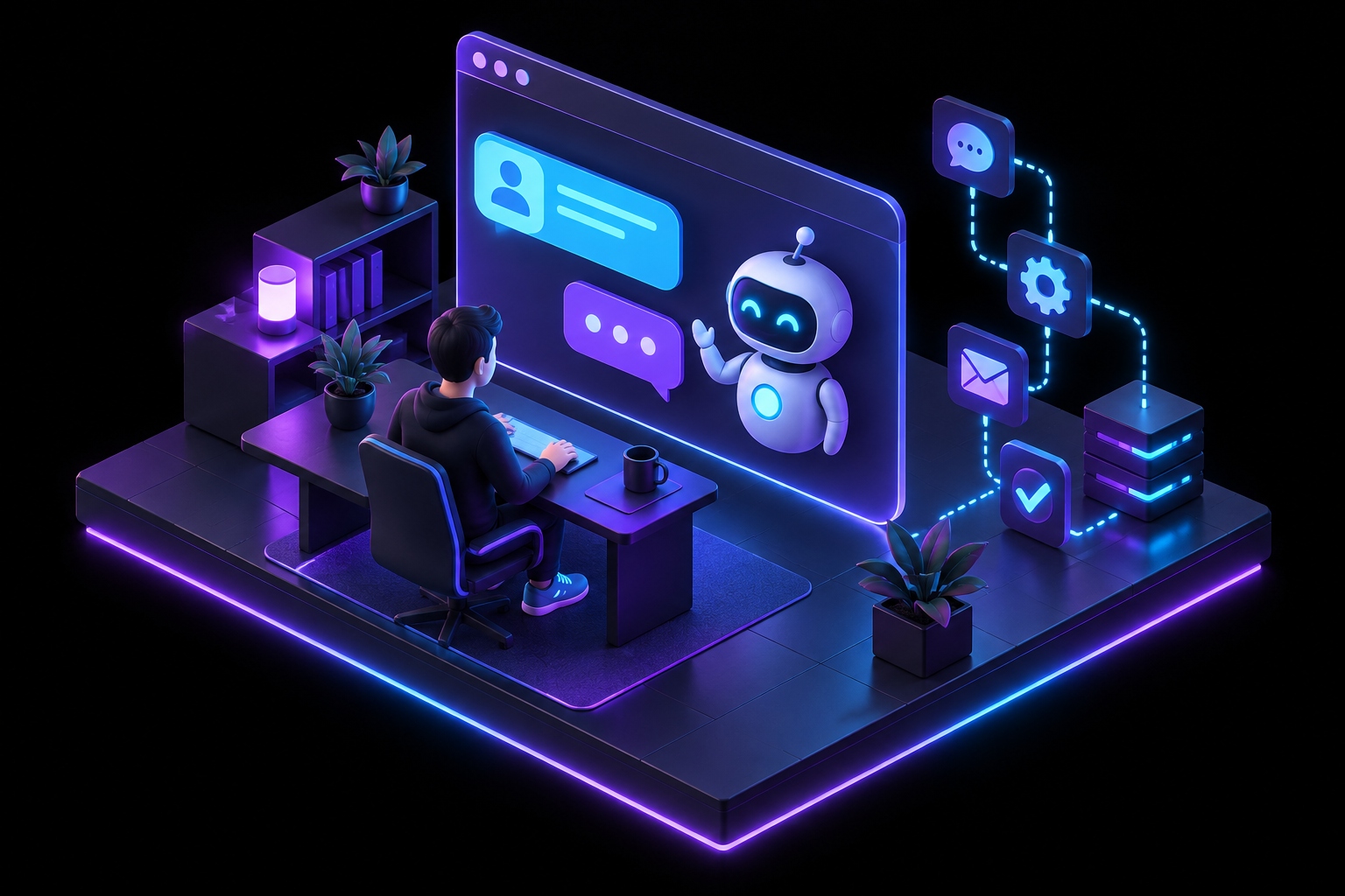 Chatbot interactuando con un usuario en un formulario de contacto